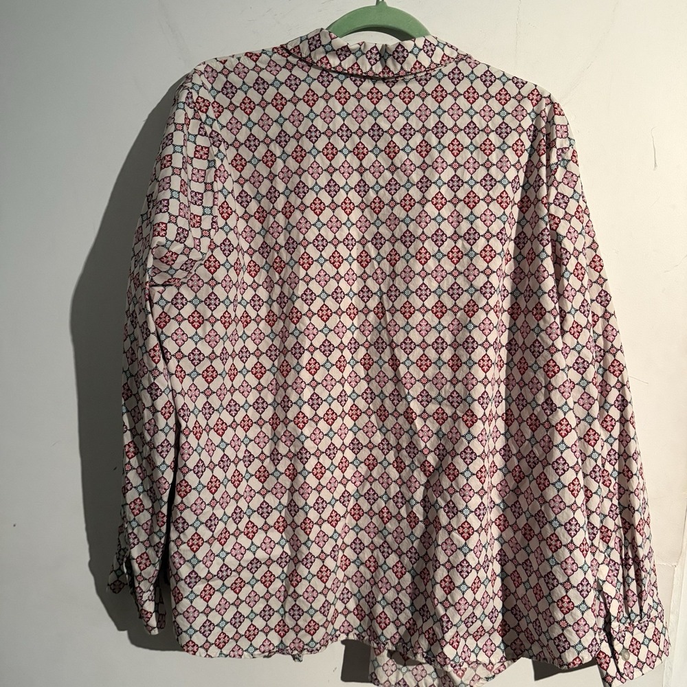 Talbots 3X Plus Size Button Down Lightweight Geometric Preppy Boho Chic - Picture 5 of 5